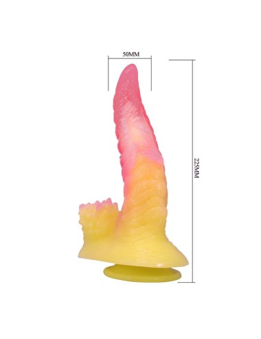 POWER MONSTERS - DILDO FANTASY MOSTRO ONDULATO CON VENTOSA 22,5 CM Ø 5,5 CM ROSA E GIALLO