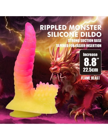 POWER MONSTERS - DILDO FANTASY MOSTRO ONDULATO CON VENTOSA 22,5 CM Ø 5,5 CM ROSA E GIALLO