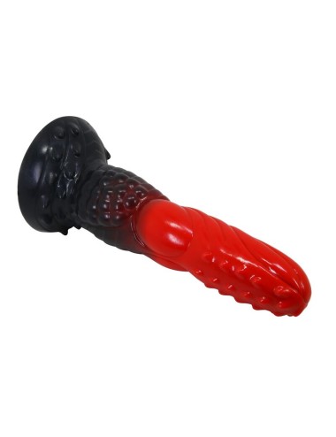 POWER MONSTERS - DILDO FANTASY DRAGO DI FUOCO CON VENTOSA 24,5 CM Ø 5,8 CM ROSSO E NERO