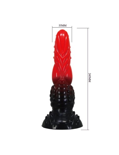POWER MONSTERS - DILDO FANTASY DRAGO DI FUOCO CON VENTOSA 24,5 CM Ø 5,8 CM ROSSO E NERO
