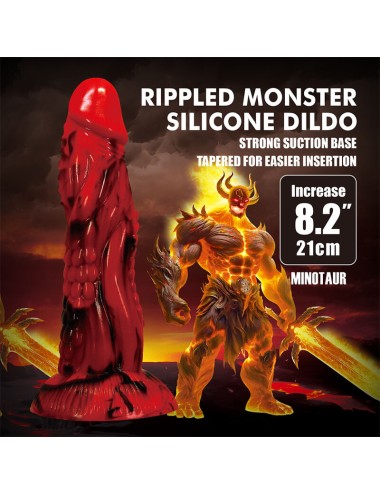 POWER MONSTERS - DILDO FANTASY MINOTAURO CON VENTOSA 21 CM Ø 5 CM ROSSO E NERO