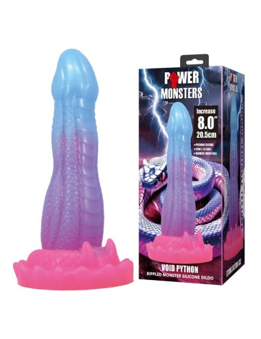 POWER MONSTERS - DILDO VOID PYTHON FANTASY CON VENTOSA 20,5 CM Ø 5,2 CM BLU, VIOLA E ROSA