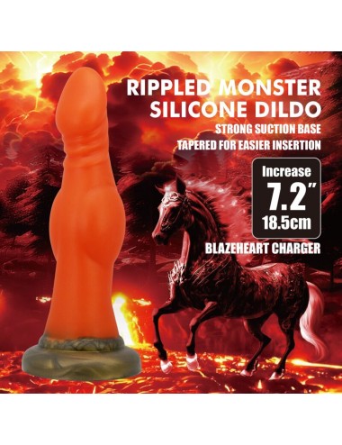 POWER MONSTERS - BLAZEHEART CHARGER FANTASY DILDO IN SILICONE 18,5 CM Ø 4,5 CM