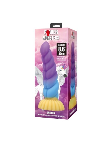 POWER MONSTERS - UNICORNO TRICOLORE FANTASY DILDO IN SILICONE 22 CM Ø 5 CM