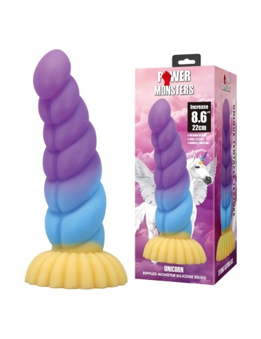POWER MONSTERS - UNICORNO TRICOLORE FANTASY DILDO IN SILICONE 22 CM Ø 5 CM