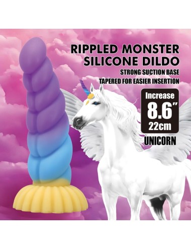 POWER MONSTERS - UNICORNO TRICOLORE FANTASY DILDO IN SILICONE 22 CM Ø 5 CM