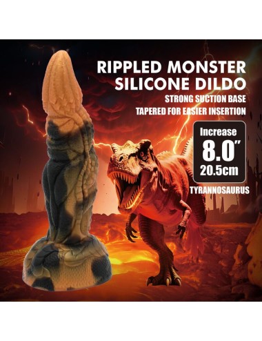 POWER MONSTERS - TIRANNOSAURO BICOLORE FANTASY DILDO IN SILICONE 20,5 CM Ø 5 CM