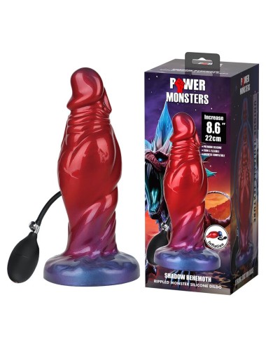 POWER MONSTERS - SHADOW BEHEMOTH DILDO GONFIABILE IN SILICONE BICOLORE 22 CM Ø 5 CM