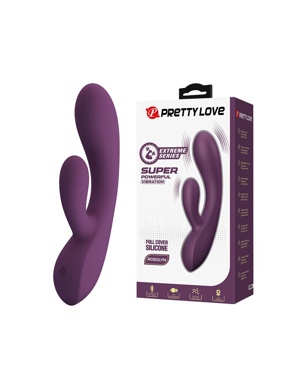 PRETTY LOVE - VIBRATORE A FORMA DI CONIGLIO RICARICABILE ROSOLYN CON 10 FUNZIONI
