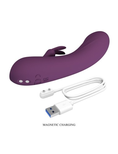 PRETTY LOVE - VIBRATORE A FORMA DI CONIGLIO RICARICABILE LANDYN, 10 FUNZIONI, VIOLA