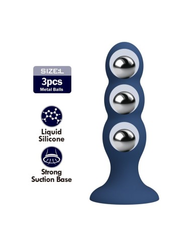 MR PLAY - PLUG ANALE CON SFERE METALLICHE E VENTOSA BLU