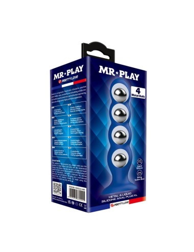 MR PLAY - PLUG ANALE CON 4 SFERE METALLICHE E VENTOSA BLU