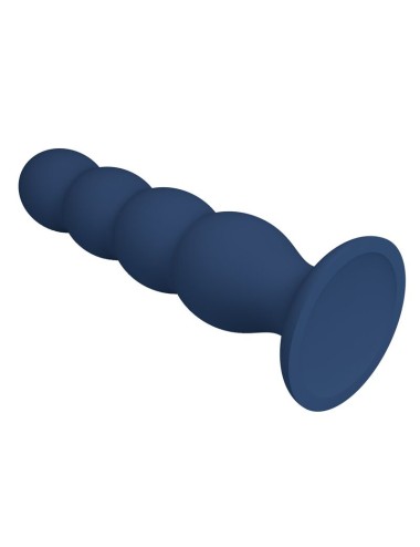 MR PLAY - PLUG ANALE CON 4 SFERE METALLICHE E VENTOSA BLU