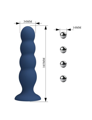 MR PLAY - PLUG ANALE CON 4 SFERE METALLICHE E VENTOSA BLU