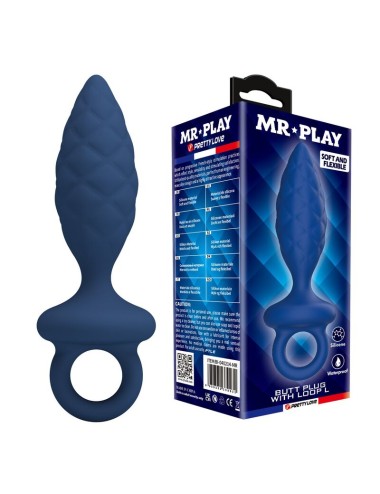 MR PLAY - PLUG ANALE TESTURIZZATO CON ANELLO BLU L