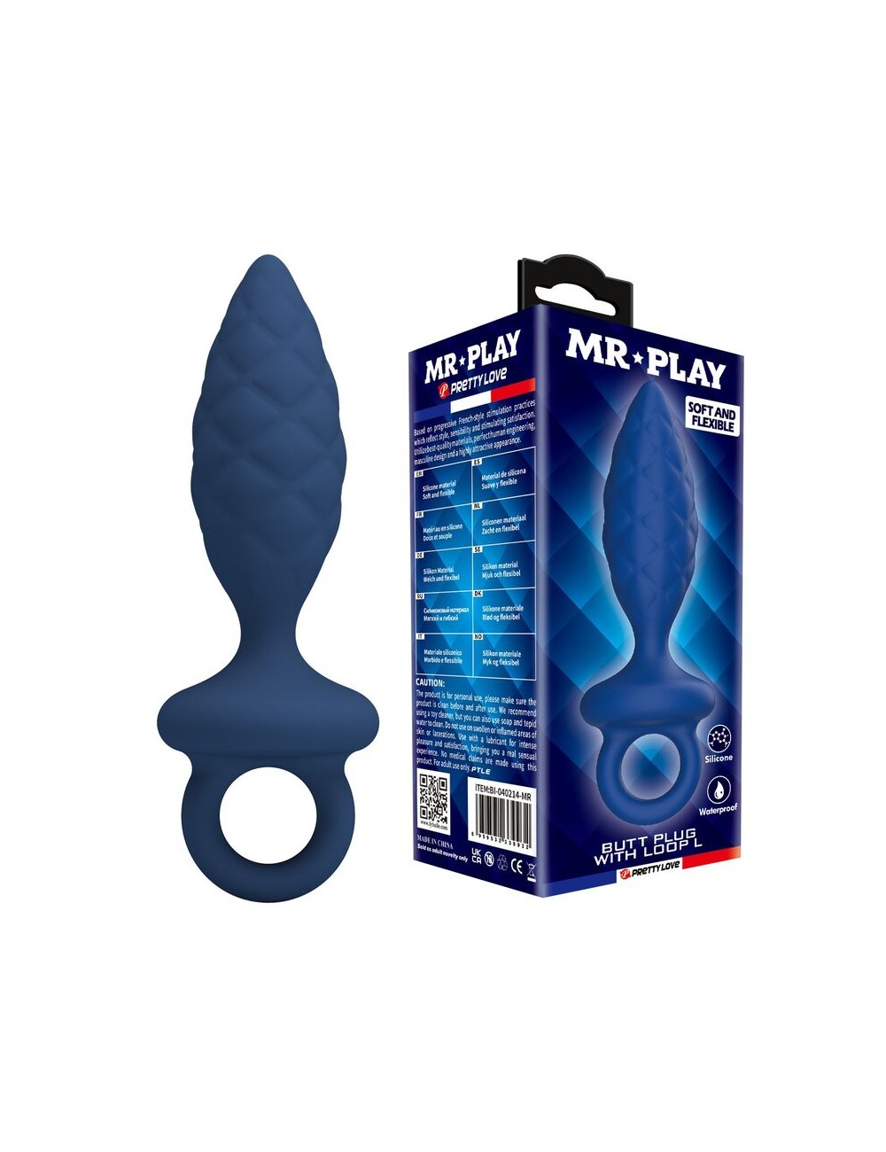 MR PLAY - PLUG ANALE TESTURIZZATO CON ANELLO BLU L