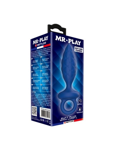MR PLAY - PLUG ANALE TESTURIZZATO CON ANELLO BLU L