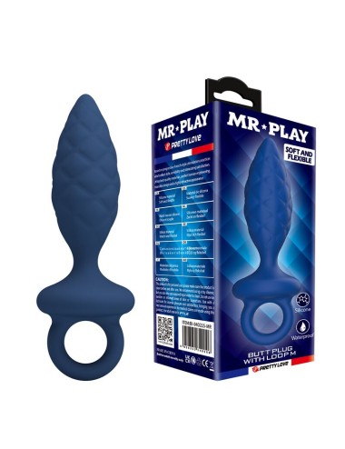 MR PLAY - PLUG ANALE TESTURIZZATO CON ANELLO BLU M