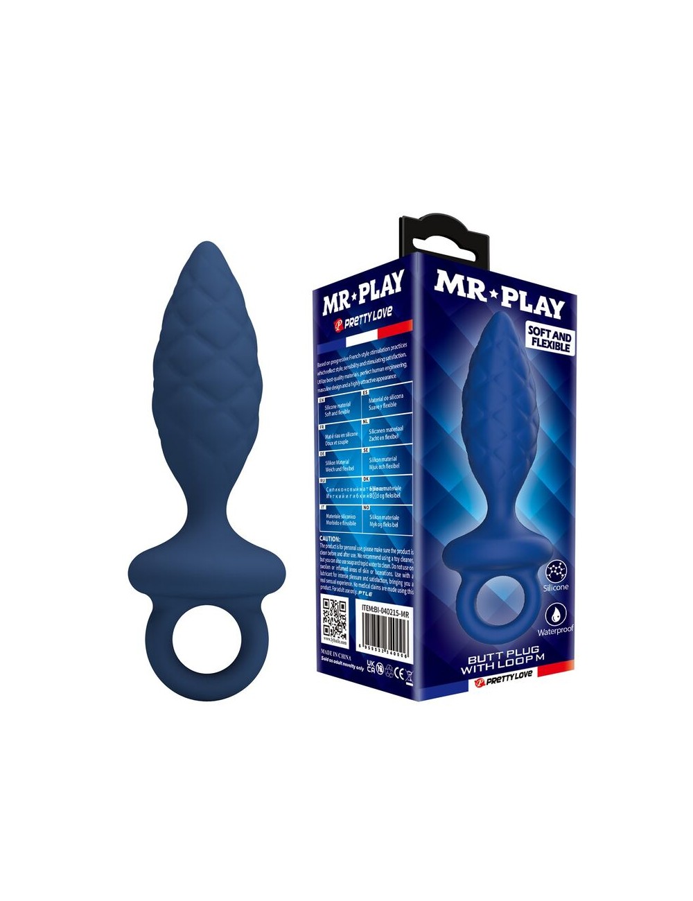 MR PLAY - PLUG ANALE TESTURIZZATO CON ANELLO BLU M