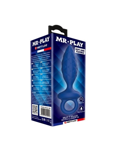 MR PLAY - PLUG ANALE TESTURIZZATO CON ANELLO BLU M