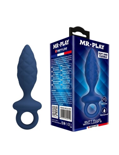 MR PLAY - PLUG ANALE TESTURIZZATO CON ANELLO BLU S