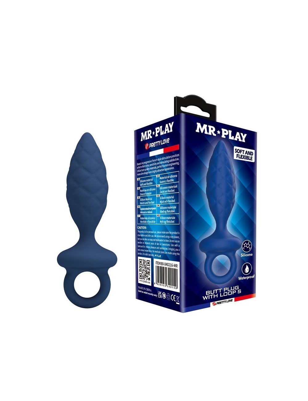 MR PLAY - PLUG ANALE TESTURIZZATO CON ANELLO BLU S