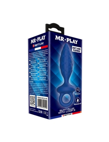 MR PLAY - PLUG ANALE TESTURIZZATO CON ANELLO BLU S