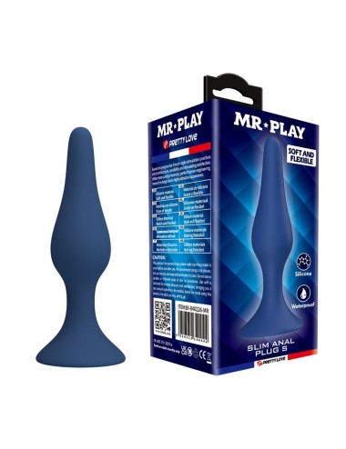 MR PLAY - PLUG ANALE SLIM IN SILICONE BLU TAGLIA S