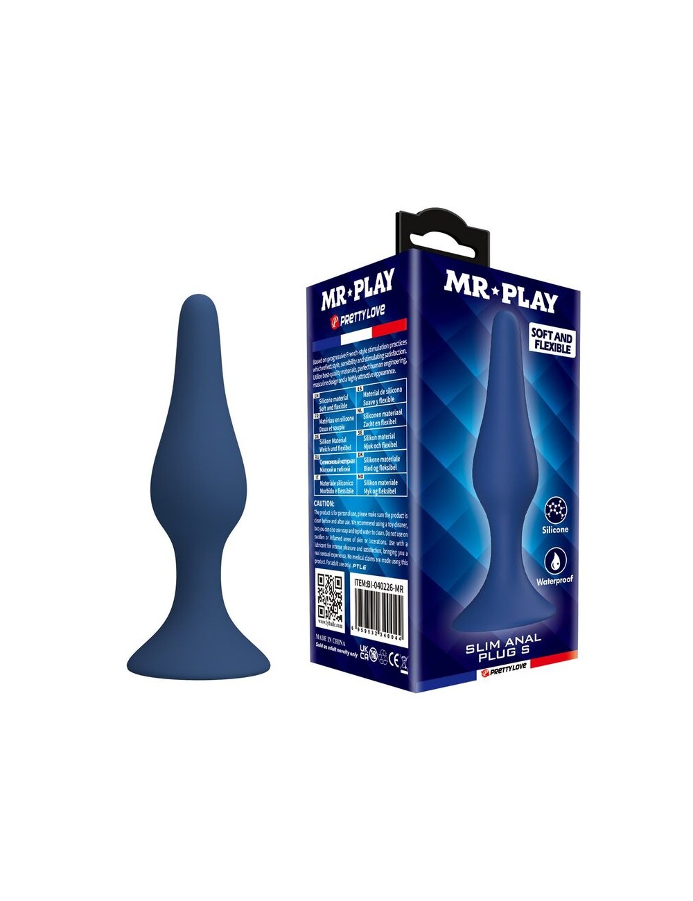 MR PLAY - PLUG ANALE SLIM IN SILICONE BLU TAGLIA S