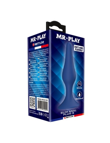 MR PLAY - PLUG ANALE SLIM IN SILICONE BLU TAGLIA S