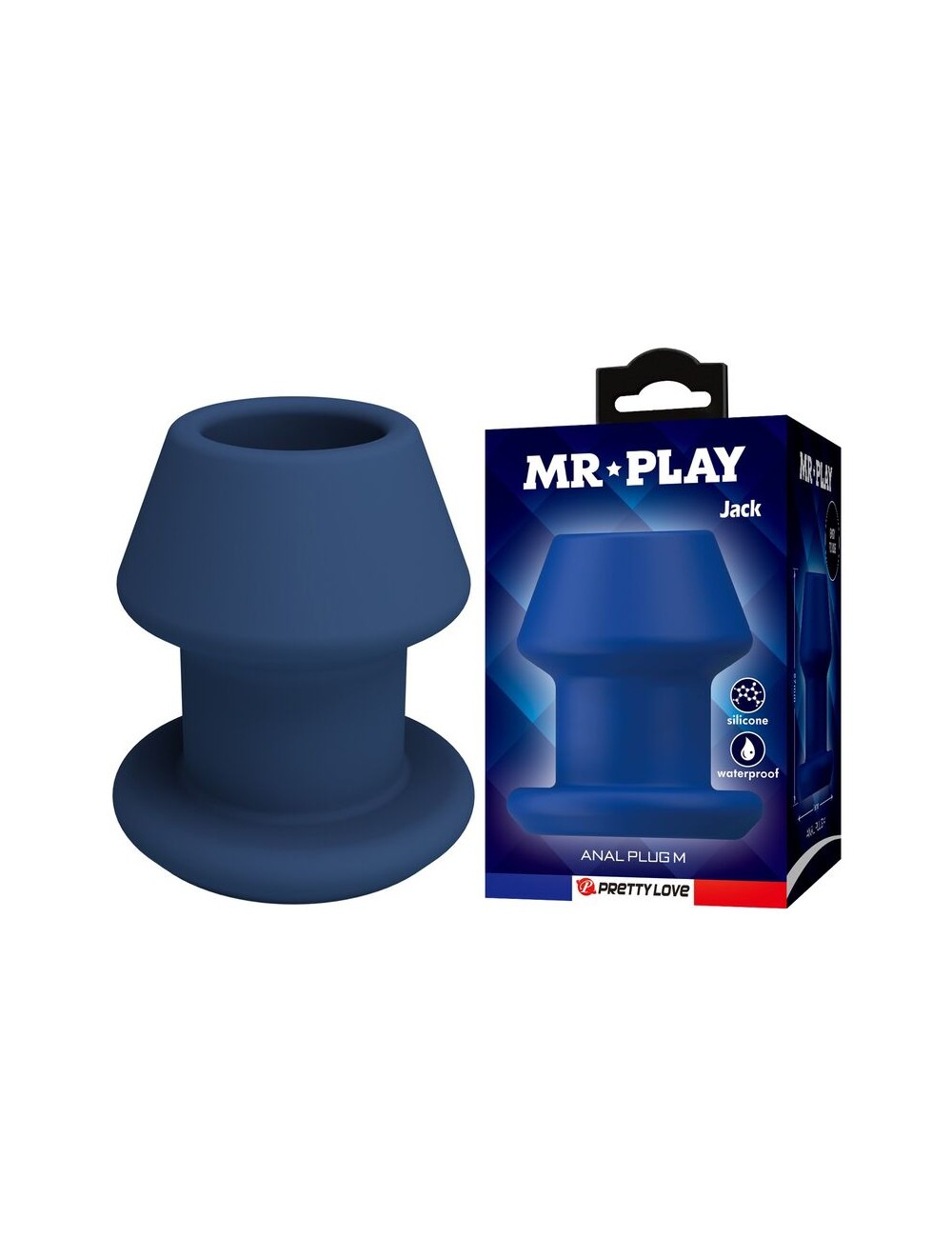 MR PLAY - JACK BLUE PLUG ANALE CAVO IN SILICONE TAGLIA M