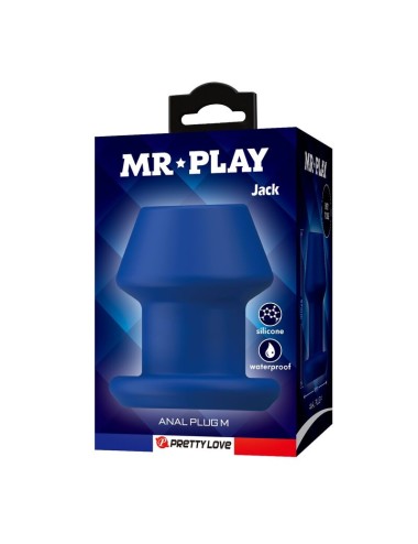MR PLAY - JACK BLUE PLUG ANALE CAVO IN SILICONE TAGLIA M