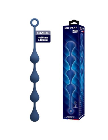 MR PLAY - PERLE ANALI IN SILICONE BLU TAGLIA L 42
