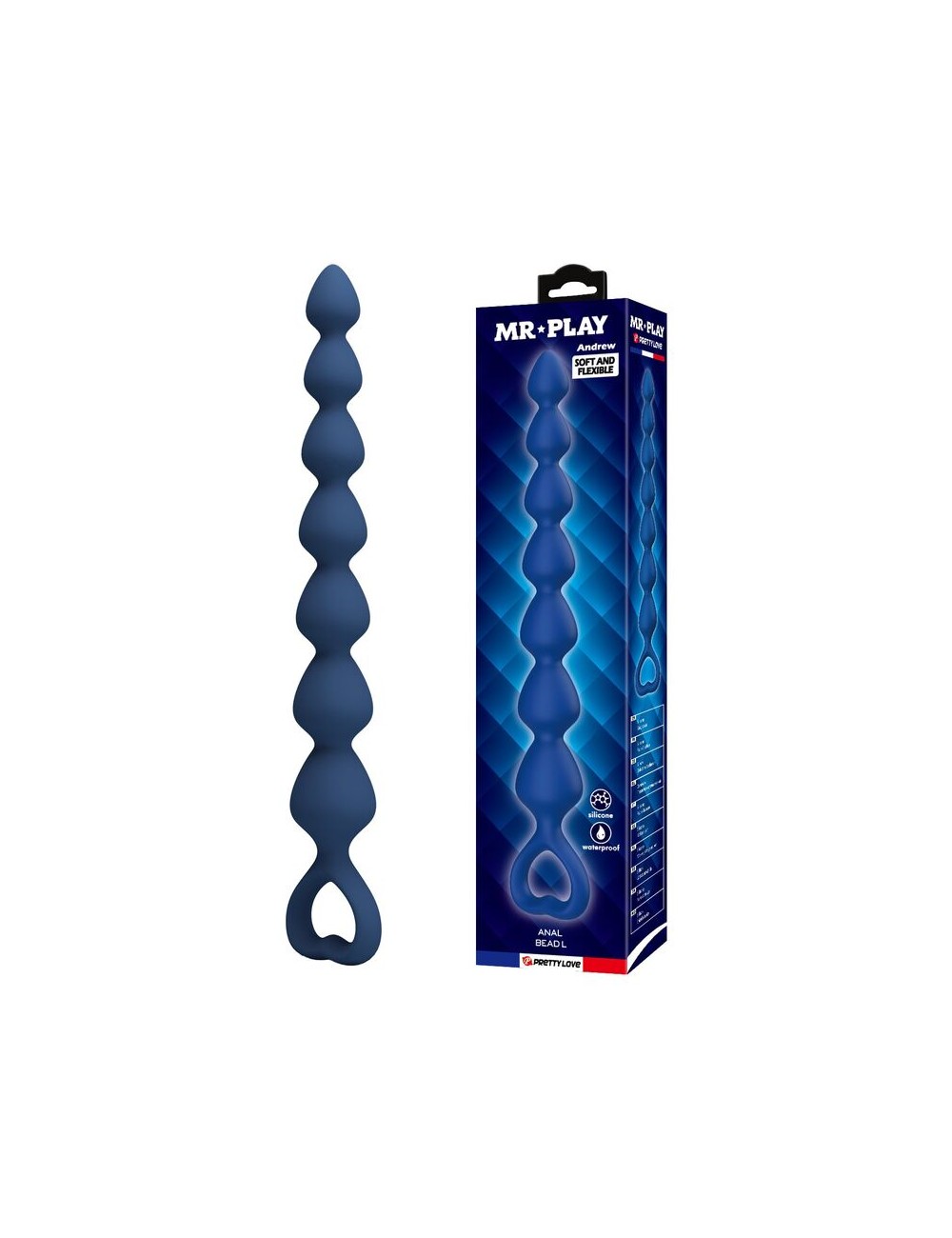 MR PLAY - PERLE ANALALI IN SILICONE BLU E PLUG ANAL 26