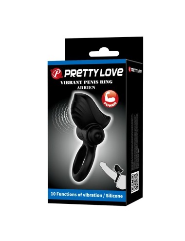 PRETTY LOVE - ADRIEN ANELLO VIBRANTE PER PENE 10 FUNZIONI NERO