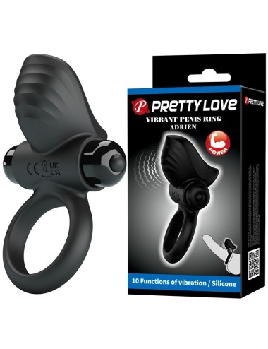 PRETTY LOVE - ADRIEN ANELLO VIBRANTE PER PENE 10 FUNZIONI NERO