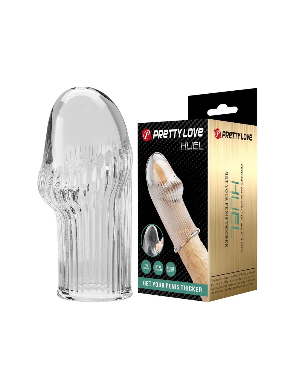 PRETTY LOVE - HUEL PENIS SLEEVE PER UN PENE PIÙ SPESSO E TRASPARENTE