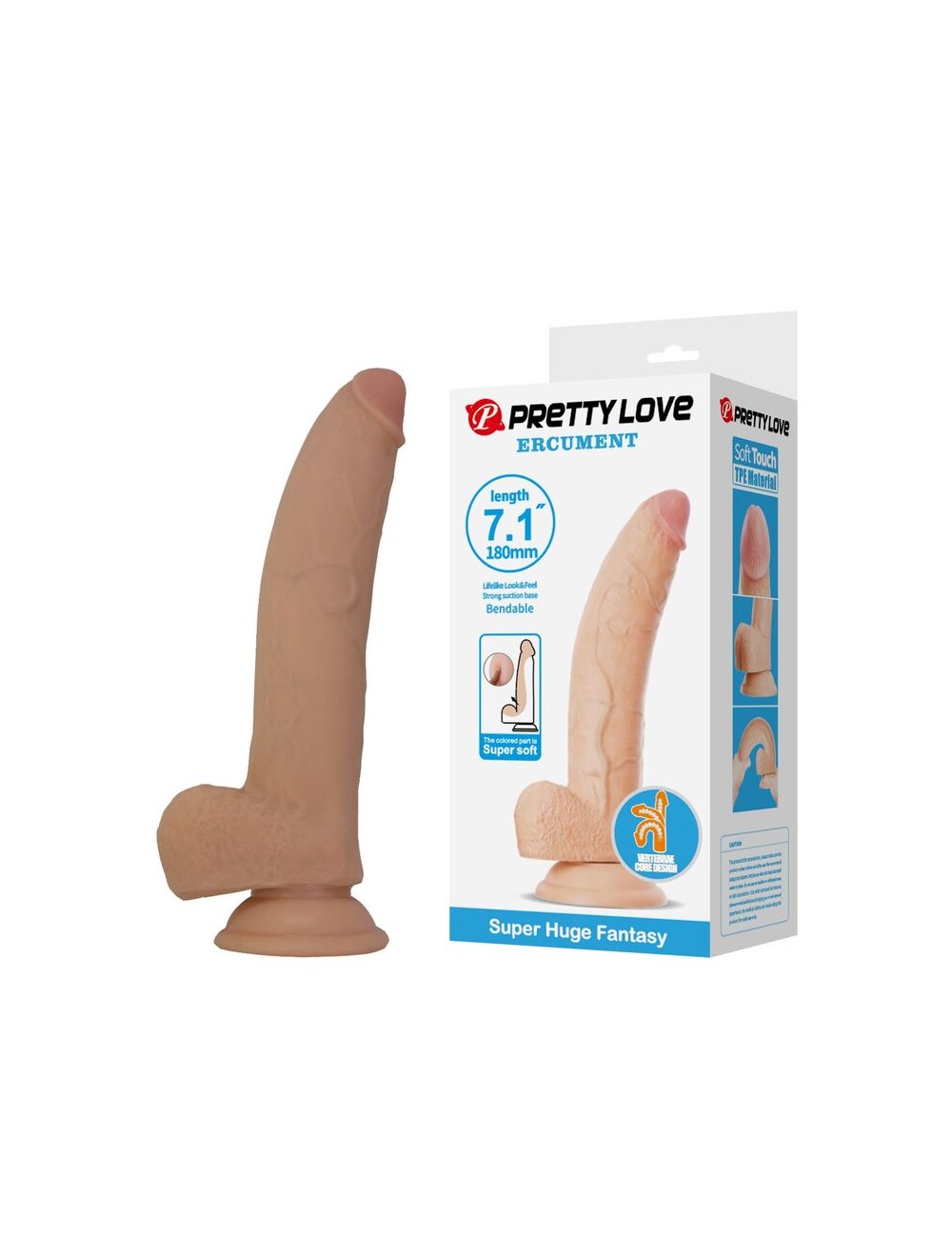 PRETTY LOVE - DILDO FLESSIBILE REALISTICO ELLCUMENT 18 CM Ø 4.5 CM TPE NATURALE