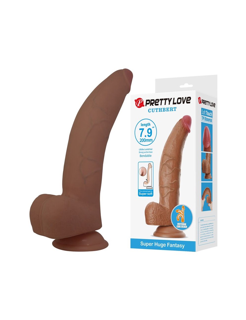 PRETTY LOVE - CUTHBERT DILDO FLESSIBILE REALISTICO 20 CM Ø 5 CM TPE MARRONE