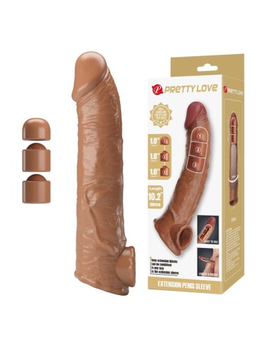 PRETTY LOVE - MANICOTTO REGOLABILE PER ALLUNGAMENTO DEL PENE 26 CM Ø 4 CM MARRONE