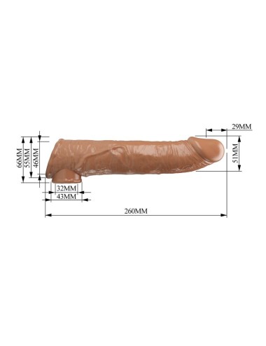 PRETTY LOVE - MANICOTTO REGOLABILE PER ALLUNGAMENTO DEL PENE 26 CM Ø 4 CM MARRONE