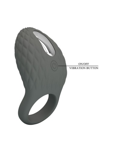 PRETTY LOVE - ANELLO VIBRANTE RICARICABILE CON STRUTTURA TESTURIZZATA E STIMOLATORE