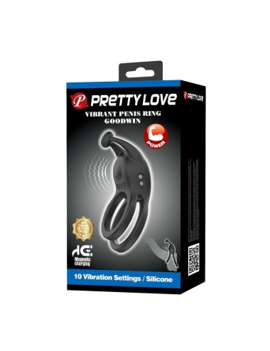 PRETTY LOVE - GOODWIN ANELLO PER PENE DOPPIO VIBRANTE RICARICABILE NERO