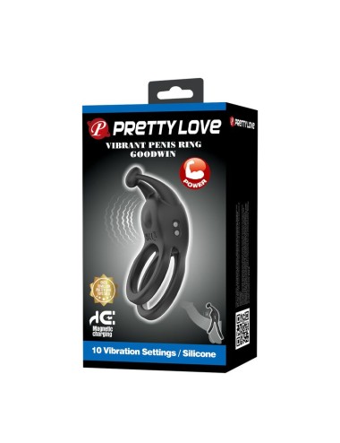 PRETTY LOVE - GOODWIN ANELLO PER PENE DOPPIO VIBRANTE RICARICABILE NERO