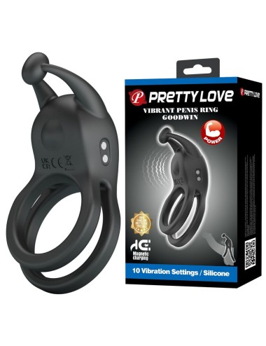 PRETTY LOVE - GOODWIN ANELLO PER PENE DOPPIO VIBRANTE RICARICABILE NERO