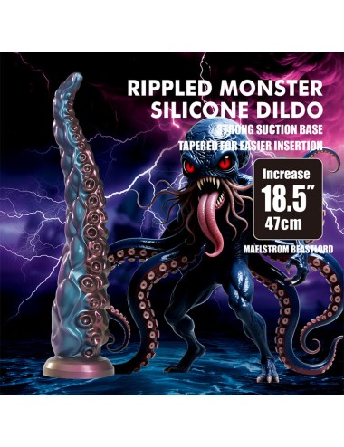 POWER MONSTERS - DILDO IN SILICONE FANTASY TRICOLOR TENTACLE ABYSSAL 46 CM Ø 7 CM