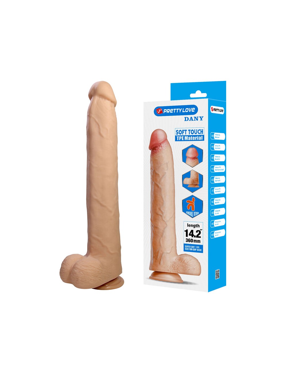 PRETTY LOVE - DANY DILDO FLESSIBILE E REALISTICO CON VENTOSA 36 CM -Ø- 5.6 CM