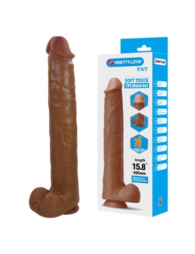 PRETTY LOVE - PAT DILDO FLESSIBILE REALISTICO CON VENTOSA 40 CM -Ø- 6 CM MARRONE