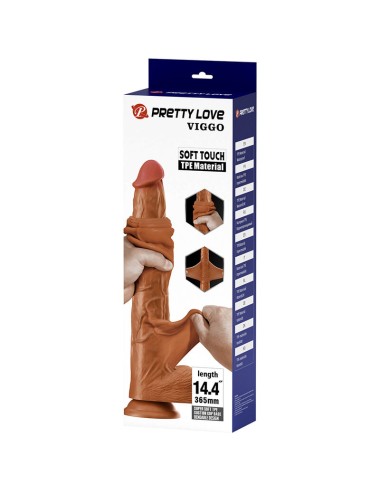 PRETTY LOVE - VIGGO DILDO REALISTICO MORBIDO AL TOCCO DELLA PELLE, 36,5 CM MARRONE