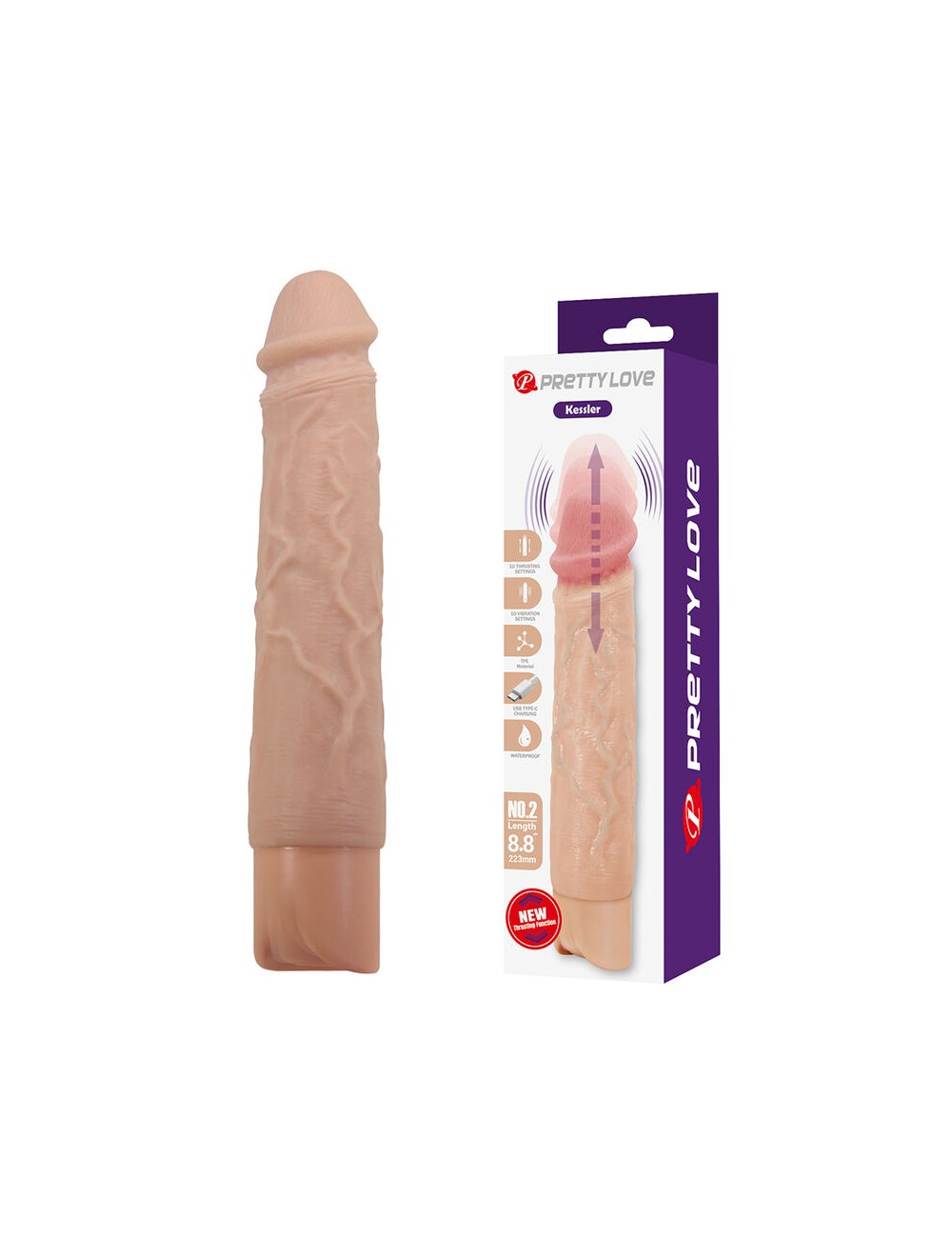 PRETTY LOVE - KESSLER DILDO VIBRANTE REALISTICO CON 10 MODALITÀ DI VIBRAZIONE E 10 ROTAZIONI